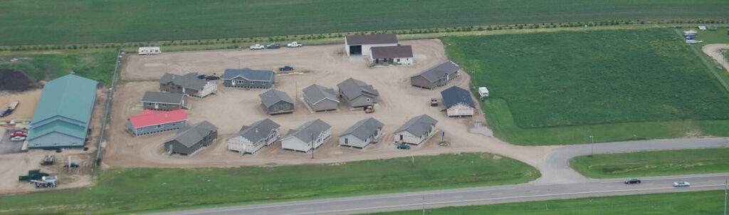 an aerial view of the Brewster Homes offices and lots